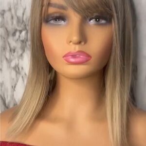 Brown to Blonde Bob Short  Wig with bangs